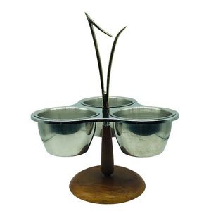 Mid Century Modern 3 Metal Bowl Condiment Serving Dish Retro Space USA Kromex